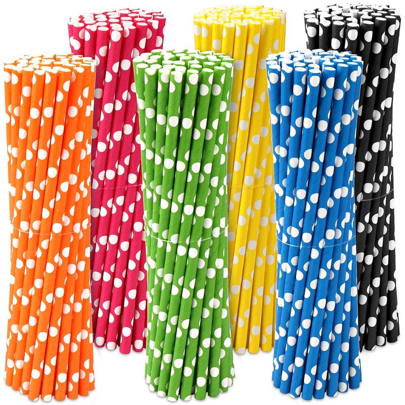 H&S Biodegradable Paper Straws for Drinking - 120pcs - Recyclable Multi Colored Party Straw Set - Image 1